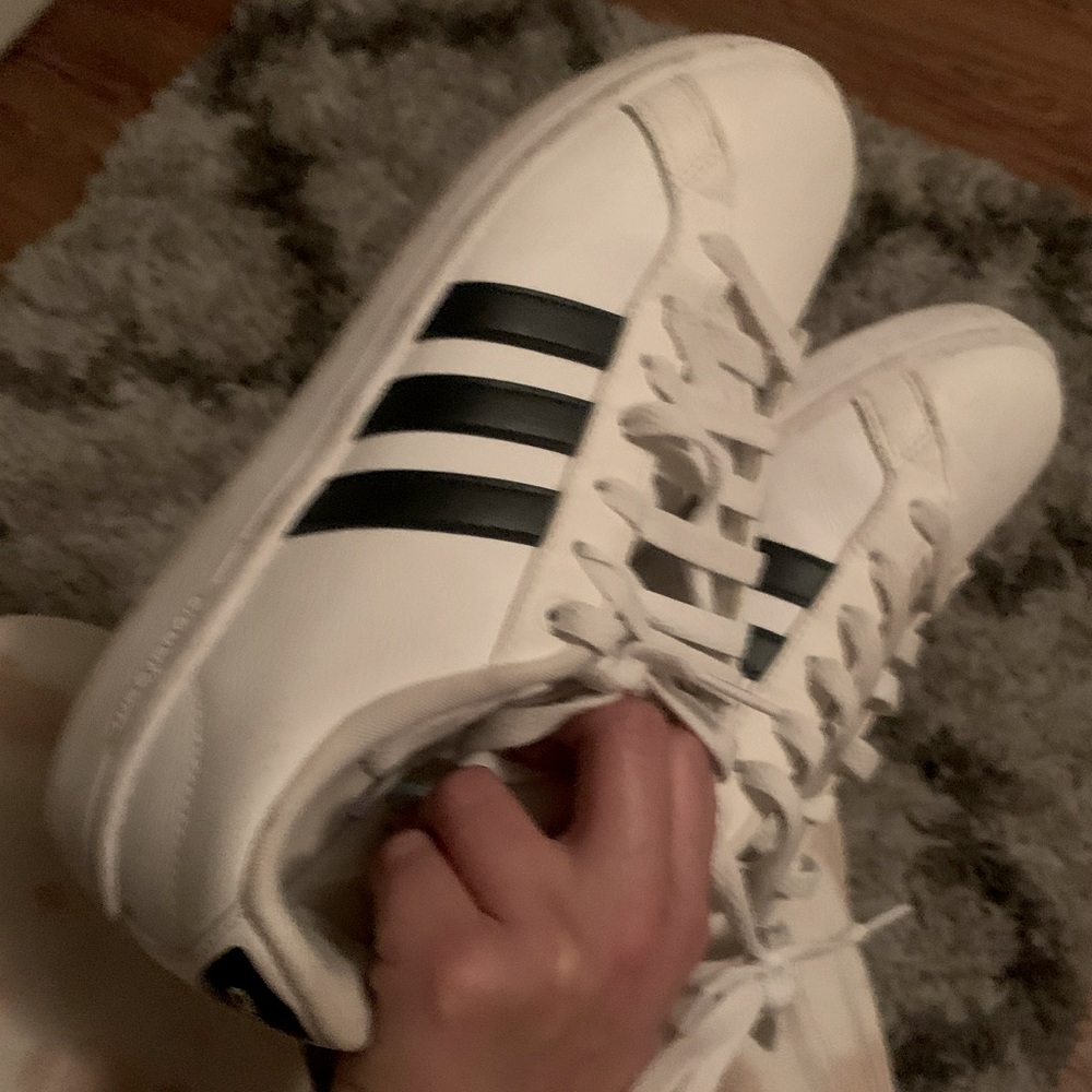 adidas black and white cloud foam sneakers